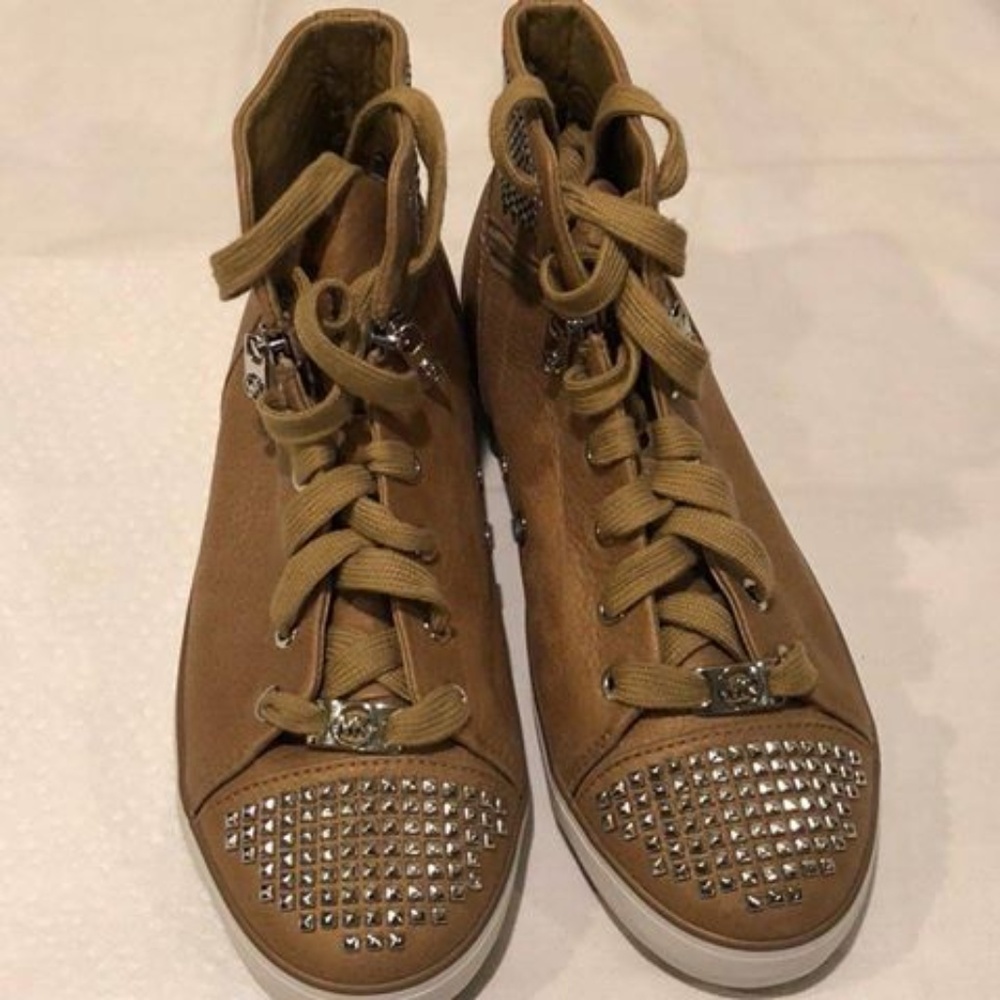 Michael Kors  Leather Studded High Top Sneakers